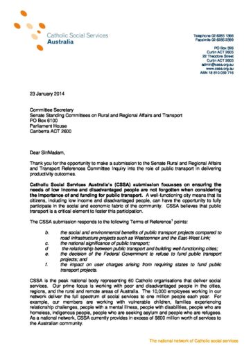 41 1 CSSA Submission To Senate Inquiry Into Public Transport