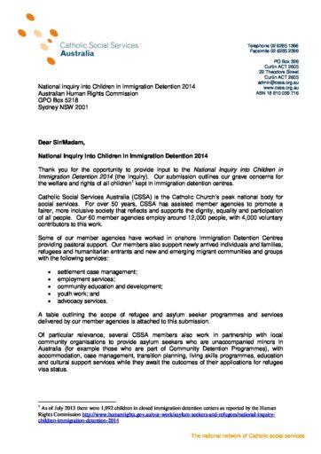 36 CSSA Submission National Inquiry Into Children In Immigration Detention 2014 30 05 2014 2