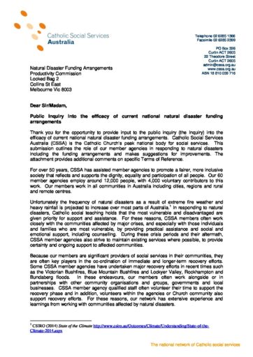 35 CSSA Submission To Productivity Commission Natural Disaster Funding