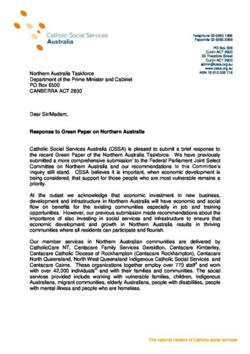 33 CSSA Submission To Green Paper On Northern Australia 05082014