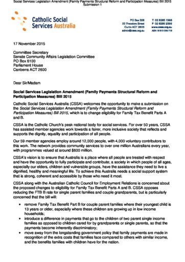 23 Cssa Submission To The Community Affairs Legislation Committee Nov 2015