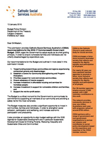 22 1 Cssa 2016 17 Pre Budget Submission