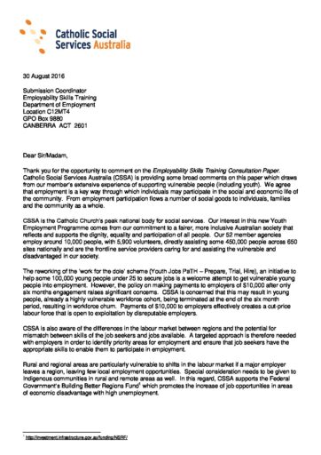 19 Cssa Response To Employability Skills Training Consultation