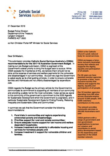 16 Cssa 2017 18 Pre Budget Submission Final