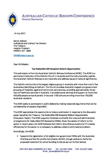 10 Submission Tax Deductible Gift Recipient Reform Opportunities 20170714