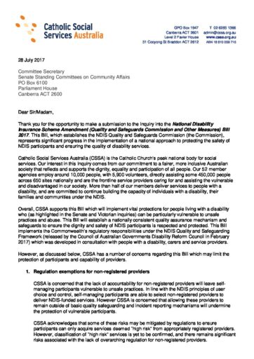 8 Cssa Submission Senate Inquiry Quality And Safeguards Commission 28 July 17