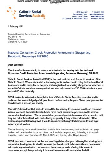 210201 CSSA Inquiry Into National Consumer Credit Protection