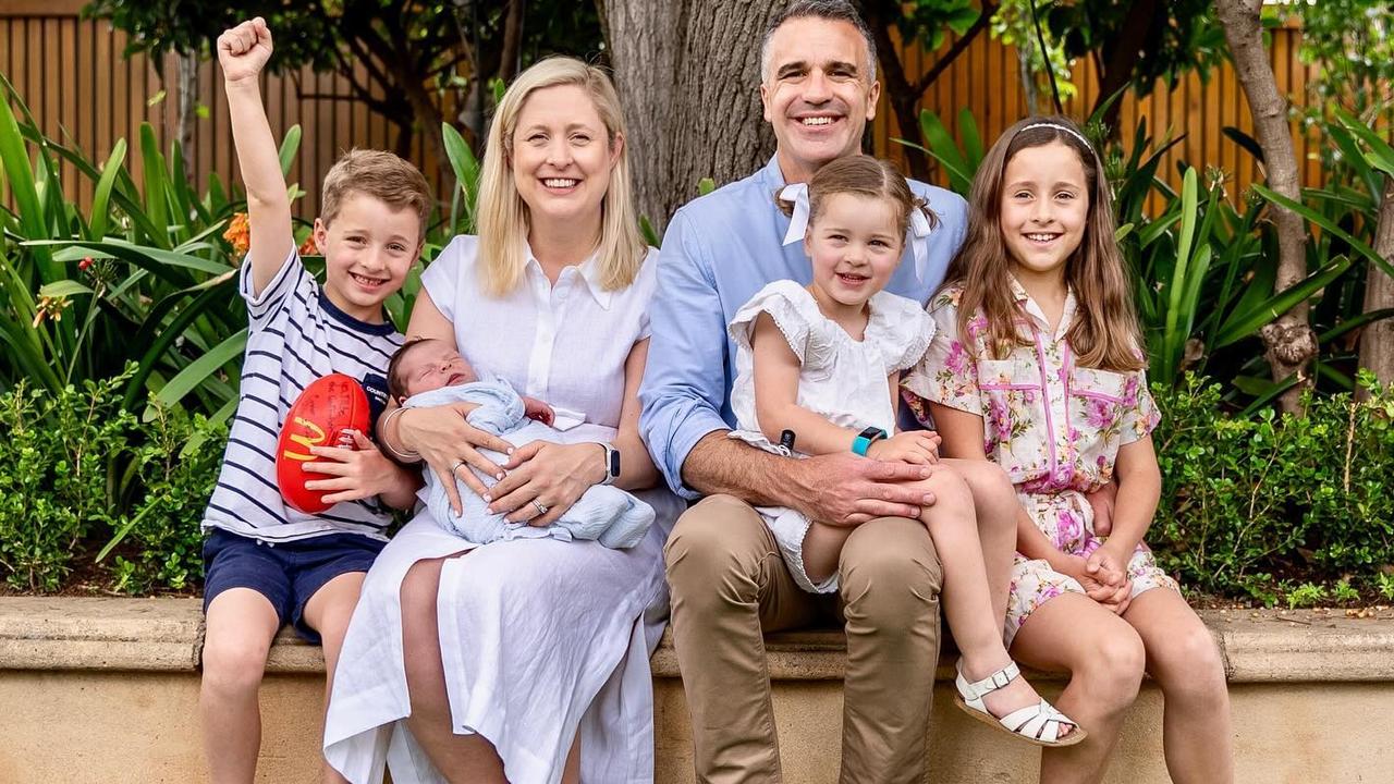 Premier Peter, wife Annabel and children Jack, 6, baby George, Eliza, 3, and Sophie, 8